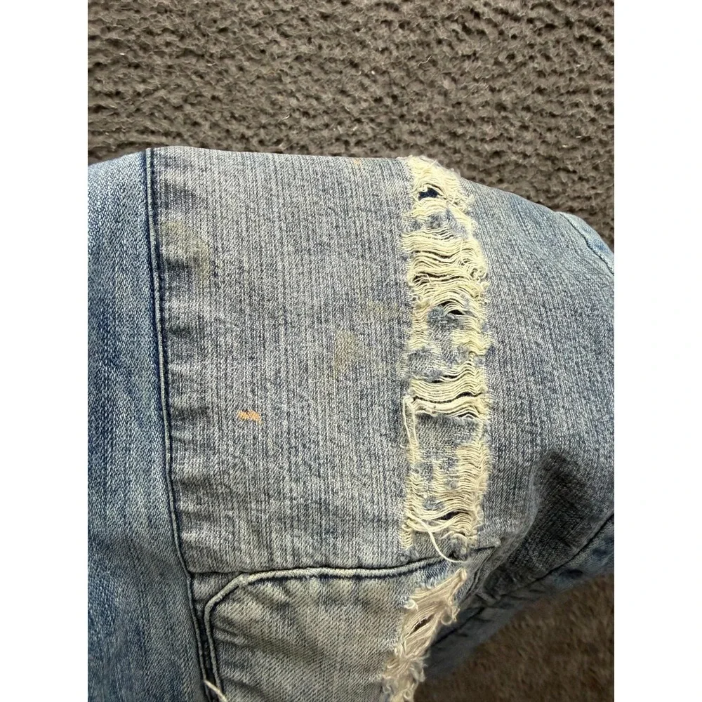 Y2k True Religion Big Rig Stone & Tint Rips Patchwork Denim Jeans Size 36 x 34